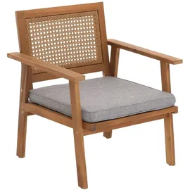 MCW Garten-Garnitur MCW-N46, Lounge-Set Gartenlounge Bank Sessel Tisch, Holz Akazie MVG-zertifiziert ~ Kissen grau