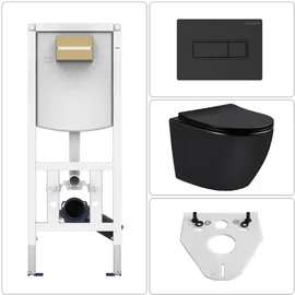 Bäder Boutique Wand-WC mit WC-Sitz Schwarz Matt