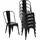 Mendler 6er-Set Stuhl HWC-A73, Bistrostuhl Stapelstuhl, Metall Industriedesign stapelbar ~ schwarz