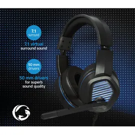 Nedis Gaming Headset Über Ohr Surround USB Type-A Klappbarer Mikrofon 2.10 m LED (Kabelgebunden), Gaming Headset, Schwarz – Für lange Gaming-Sessions