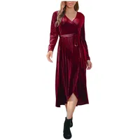 Sexy Hochzeitskleid Damen Elegant Kleider Partykleid Kleider Festliche Weihnachtskleid Lang Ballkleid Süße Einfarbig Casual Langarm Kleid für Club Nacht V-Ausschnitt Wickeln Rockabilly Kleider - XL