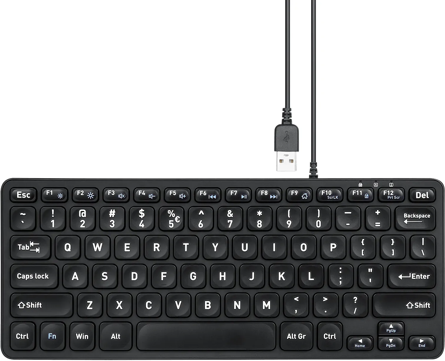 PERIBOARD-432 Kabelgebundene USB-Tastatur, schlankes Design mit großen Schrifttasten