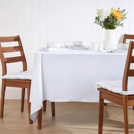 Homescapes Tischdecke Hohlsaum 178 x 300 cm Weiß