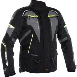 Richa Infinity 2 Flare wasserdichte Motorrad Textiljacke, schwarz-grau-gelb, Größe L für Männer