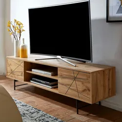 Kadima Design Eiche `Tv`-Unterschrank, Modernes Linienmuster, 160cm Breit, Robuste Materialien. 160x40x45 cm