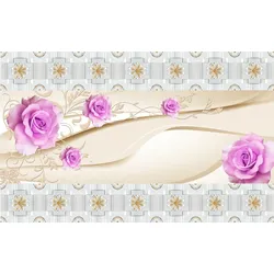 Fototapete PAPERMOON "Muster mit Blumen", bunt, B:4,00m L:2,60m, Vlies, Tapeten