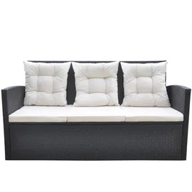 vidaXL Garten-Essgruppe mit Auflagen Polyrattan 6-tlg. schwarz