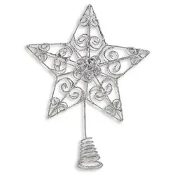 Baumspitze Drahtstern silber 17836 Glitter 20cm