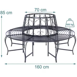 Relaxdays Baumbank 85 x 160 x 160 cm Schwarz