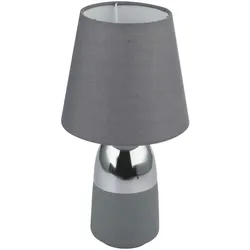 etc-shop Chrom Tisch Lampe Wohn Zimmer Beleuchtung Textil Touch Lese Leuchte grau im Set inkl. LED Leuchtmittel