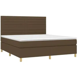 vidaXL Boxspringbett mit Matratze & LED Dunkelbraun 160x200 cm Stoff