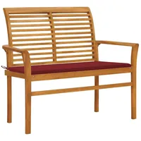 VidaXL Gartenbank mit Weinroter Auflage 112 cm Massivholz Teak