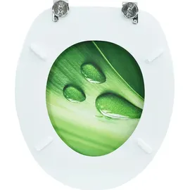 vidaXL Toilettensitz mit Deckel MDF Grün Wassertropfen-Design