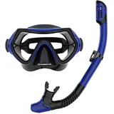 JRing Schnorchelset Erwachsene, Taucherbrille und Dry Schnorcheln Set Anti-Leck & Anti-Fog Schwimmbrille Schnorchelmaske Tauchmaske für Herren und Damen (Blau)