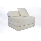 FORTISLINE - Klappmatratze 200x70x10cm mit Kopfteil & Kissen – Gästebett ausklappbar für Kinderzimmer & Camping Matratze – Faltmatratze tragbar – Faltbare Matratze aus Teddy-Stoff – Beige