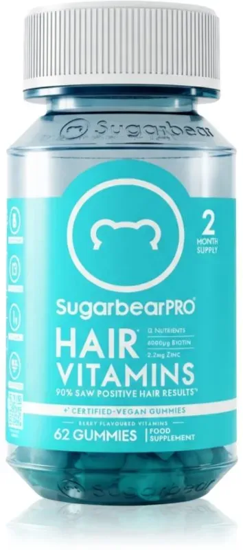 SugarbearPRO® Hair Vitamins Gummibärchen für straffe Haut und schönes Haar Geschmack Berry 186 g