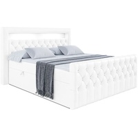 ALTDECOR Boxspringbett mit LED-Beleuchtung Matratze(20 cm hoch) und Topper(4 cm hoch), Polsterbett mit Kopfteil und Bettkasten - AURORA - 180x200 -...