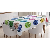 Abakuhaus Tischdecke Farbfest Waschbar Für den Außen Bereich geeignet Klare Farben, Bunt Oval Diamanten Smaragd bunt