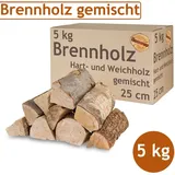 Flameup - Brennholz Gemischt Kaminholz 5 - 500 kg Buche Eiche Birke Kiefer Fichte Holz Für Ofen und Kamin Kaminofen Feuerschale Grill Feuerholz 25 cm