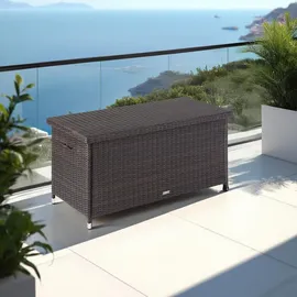 Tectake Auflagenbox Kiruna mit Kunststoffgeflecht, 120x55x61,5cm, 270l