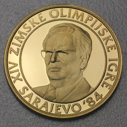 Goldmünze 5000 Dinar Tito 1983 (PP) Olympische Winterspiele Sarajewo (Jugoslawien)