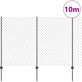 vidaXL Zaun mit Pfosten 1,5 x 10 m Grau/Stahl