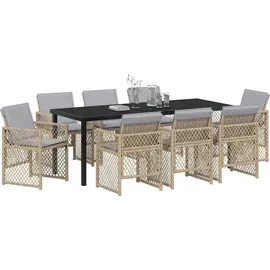 vidaXL Garten Essgruppe 9-tlg. Beige