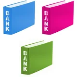 Livepac-Office 3x Bankordner / 140x250mm / für Kontoauszüge / je 1x hellgrün, hellblau, pink