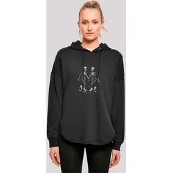 Kapuzenpullover F4NT4STIC "Skelettpaar Eislaufen Valentinstagsgeschenk", Damen, Gr. L, schwarz, Obermaterial: 100% Baumwolle, casual, oversize, Langarm, Pullover, Premium Qualität