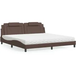 Bett mit Matratze Braun 200x200 cm Kunstleder