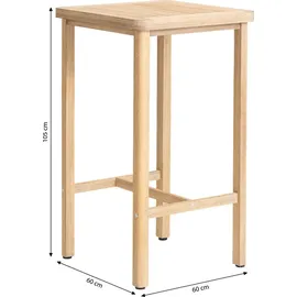 Dehner Bartisch Mauritius 60 x 60 x 105 cm Natur
