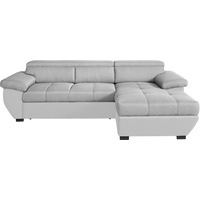 Mivano Schlafsofa Speedway / Moderne Couch in L-Form mit Bett, Bettkasten und verstellbaren Kopfteilen / 267 x 79 x 170 / Zweifarbig: Grau-Hellgrau