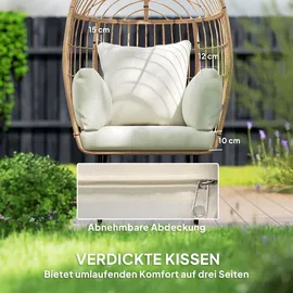 Outsunny Rattansessel Ei-Förmig 95 x 95 x 155 cm beige 1 St.