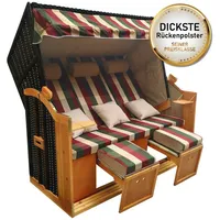Brast xxl Strandkorb 3-Sitzer OSTSEE rot/grün/beige kariert