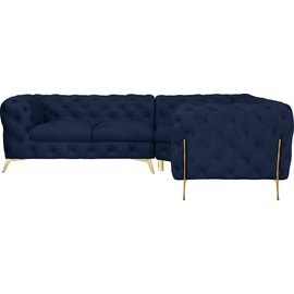 Leonique Chesterfield-Sofa »Amaury L-Form«, moderne Chersterfield-Optik, Breite 262 cm, Fußfarbe wählbar blau
