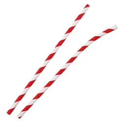 NATURESTAR Flex Papier-Trinkhalme, gestreift mit Knick, 19,5 cm 42155 , 1 Packung = 100 Stück, rot-weiß