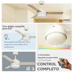 FORLIGHT Deckenventilator KLAR Weiß 106 cm mit Beleuchtung 107