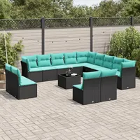 vidaXL Gartensofa-Set 14-tlg. schwarz