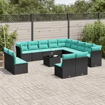 vidaXL Gartensofa-Set 14-tlg. schwarz