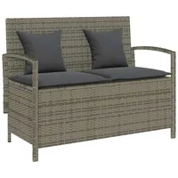 VidaXL Gartenbank mit Stauraum und Kissen Grau Poly Rattan