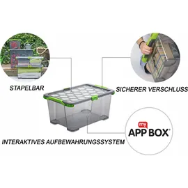 Rotho Evo Total Aufbewahrungsbox 44l mit Deckel grau/grün
