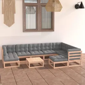 vidaXL Garten-Lounge-Set 10-tlg. natur/grau 3076809