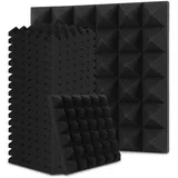 Peviasot Akustikschaumstoff Schallabsorber, 48 Stück Akustikplatten Selbstklebend, Schallabsorber Wand, Schalldämmung, für Aufnahmestudios, Podcasts, Pyramide (30 x 30 x 5 cm)
