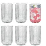 Zoha Gläser-Set Relief Crystal Glas Set - Latte Macchiato Tee Softdrink, Glas, Hitzebeständig - verschiedene Größen 400 ml | Ø 7.7 cm x 13 cm