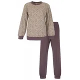 Tenderness Schlafanzug Damen Frottee Pyjama (2 tlg) kuschelige Qualität braun M