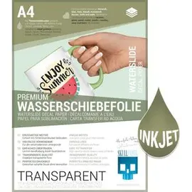 Skullpaper Transferpapier Inkjet Transparent, A4, Wasserschiebefolie, bestempelbar, 8 Blatt)