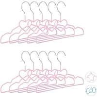 Relaxdays Kinderkleiderbügel Herz 10er Set, Drahtbügel, Babybügel, dekorativ &