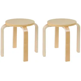 Home4You Kinderhocker 2er Set Holz 34 x 30 x 34 cm Beige