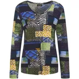 GOLDNER Kurzgröße: Langarm Viskose-Shirt mit V-Ausschnitt", in marine gemustert), | Gr.: 23,