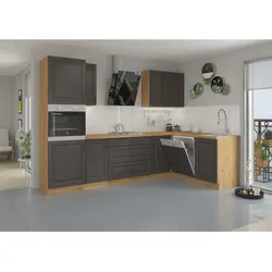 Küche Stilo Grau + Eiche Artisan Küchenzeile Küchenblock Einbauküche Winkelküche